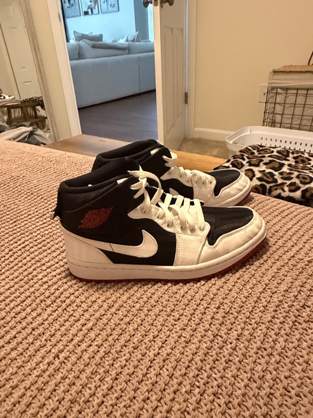 Nike Black White and Red High-Top Sneakers